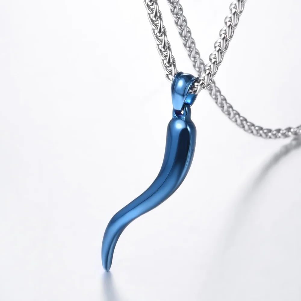 925 Sterling Silver Italian Horn Cornicello Necklace For Women And Men - 14k Yellow Gold Luck Amulet Italian Horn Necklace Chili Pepper Necklace Horn Charm Pendant Jewelry
