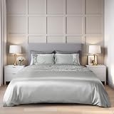Emma Barclay Glamour - Juego de Funda nórdica de Terciopelo con Lentejuelas para Cama de Matrimonio, Color Plateado
