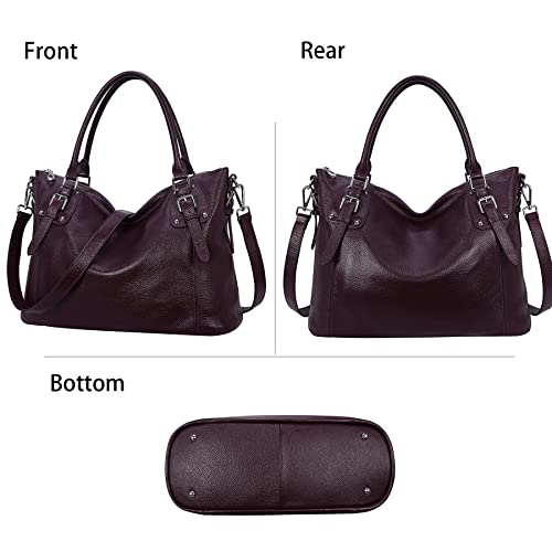Image of HESHE Leather Purses and Handbag for Women Shoulder Bag Tote Top Handle Bag | Genuine Designer Large Capcity Hobo Crossbody Satchel Travel Work Ladies Zippered Ladies Daily Bag Adjustable Long Strap