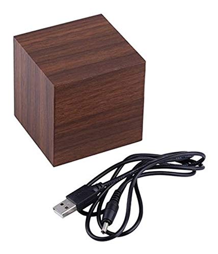Relogio Digital E Despertador Led De Mesa Cubo Tipo Madeira