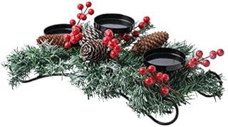 Christmas Candle Holder Centerpiece for Table- with 3 Pillar Candle Holder Christmas Decoration, Christmas Table Decoration Christmas Candle Holder for Home Holiday Party Table Mantel Decorations