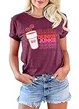 Coffee Shirt Women Dunkie Junkie T-Shirt Funny Letter Print Summer Graphic Shirts Causal Short Sleeve Tee Tops