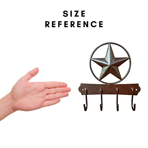 Ecorise Brown Texas Country Western Key Holder - Rustic Wall Décor Key Hanger For Home, Vintage Metal Key Hangers For Wall, Star Key Rack Hook Wall Holders, Multiple Hooks For Keys #TOP2