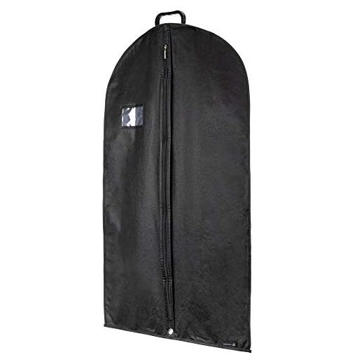 Hangerworld 1 Funda de Ropa 102cm Porta Traje Transpirable con Asa y Cremallera Negro Anti-Polvo