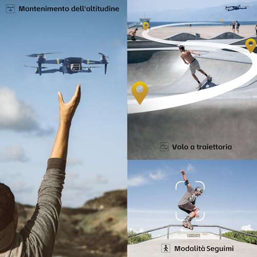 Drone Pieghevole Per Principianti Con Fotocamera - 800 M Di Portata, 60+ Min Di Volo, Wifi Fpv, 4K Hd, Motore Brushless, Auto Hover, Auto Follow (3 Batterie) - 6