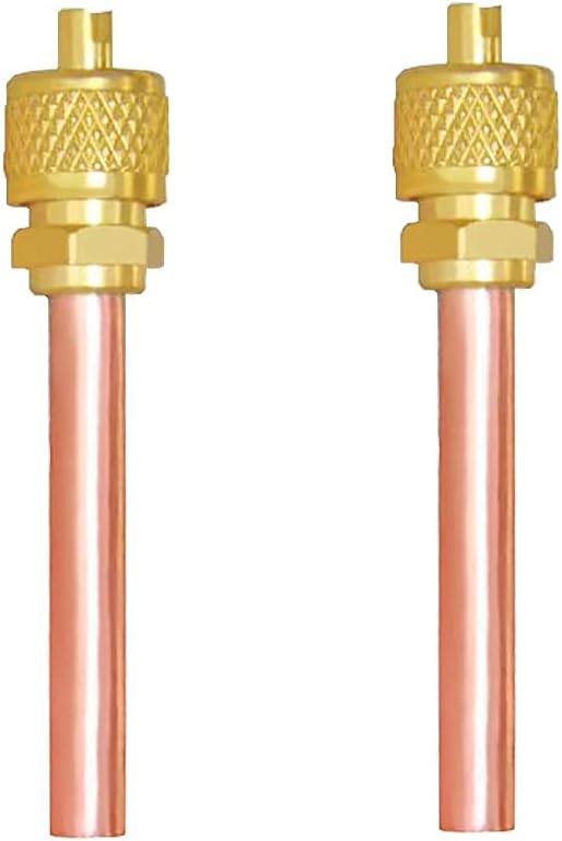 Schrader Core Valves 10-Pack - 1/4" SAE X 1/4" OD Flare, 2.75" Stem, Refrigeration Core HVAC Service Valves