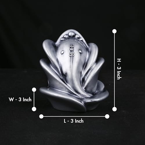 Image of Artarium Small Ganesha Ji Idol Statue, Ganpati Rose Shape Murti (Height 3 Inch), Figurine for Car Dashboard, Pooja, Unique Wedding & Birthday Gift, Sculpture, House Warming - Silver