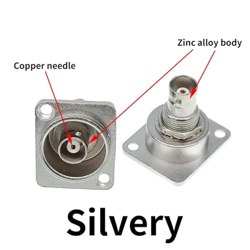 Connecteur BNC double de type D en zinc argenté pour rack audio haut de gamme