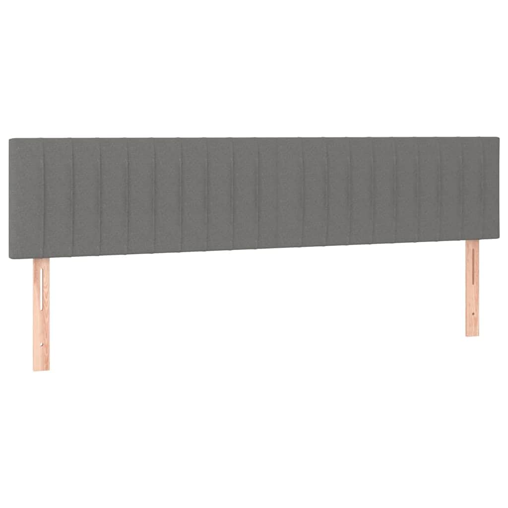 Sprężynowy z regulowanym zagłówkiem kontynentalny szary 120x190cm | Łóżko kontynentalne z materacem sprężynowym ciemnoszare 120x190cm tkanina z zagłówkiem regulowanym i ławką