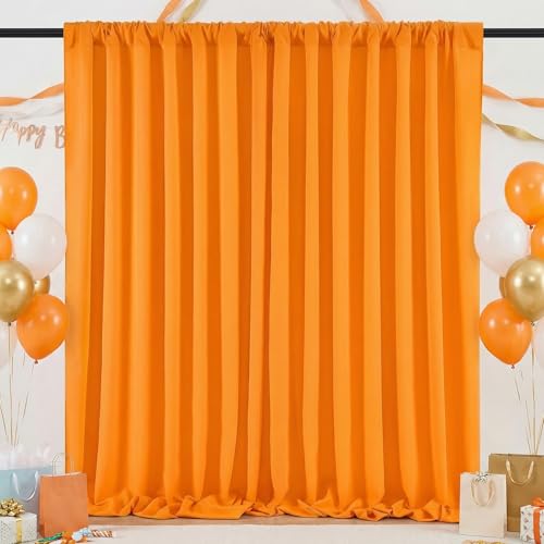 Image of Orange Backdrop Curtains 2 Panels 5ft x 8ft Polyester Photo Drapes for Backdrop Halloween Home Party Decorations