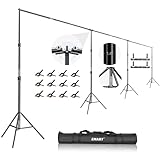 EMART Back Drop Adjustable Stand,30X10ft Backdrop Stand Heavy Duty Photography Background Support System Kit with 300° Angle Rotatable Connector and 12 Spring Clamps for Parties,Wedding,Photo Studio