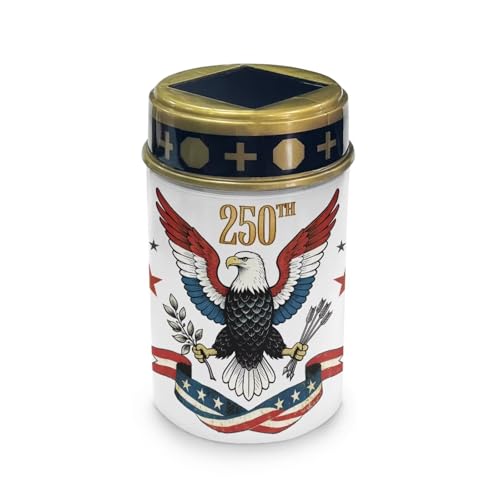 Image of Poceacles America 250th Anniversary Decor Eagle 250th Print Outdoor Solar Powered Cemetery Lights Grave Outdoor Stake Lights Garden Solar Lantern Flameless Candles Garden Decoration, 4 Piece