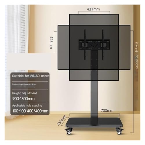 Support TV rotatif mobile multifonctionnel pour écran plat avec pied à roulettes