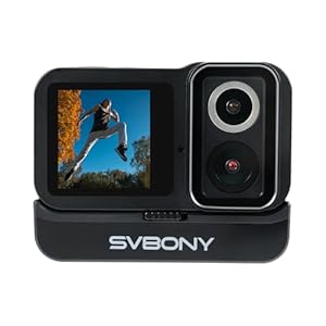 SVBONY SVGo (2a) Action Camera 4K 30fps, Fotocamera Impermeabile per Notte/Scarsa Illuminazione, Action Camera con Doppio Obiettivo F2.0/F1.4, FOV 145 °, Doppio Schermo IPS per Viaggi, Vlog