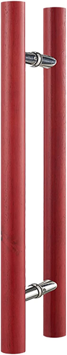 Niusabou Red Door Handle Barn, Wooden Sliding Barn Door Handle 2 Sided H Sround Bar For Glass Multicolor 40-150Cm(,40Cm/1.3Ft)