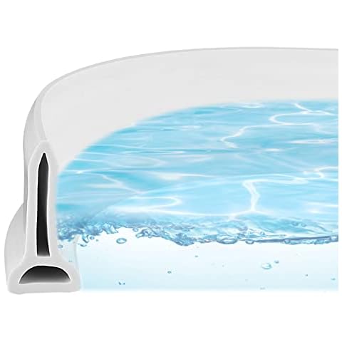 Shower Water Barrier, Wet Room Floor Water Barrier, 1 M/39 Inch Bathroom Floor Sealing Strip, Shower Threshold Water Dam, Shower Bathtub Sealing Seal Strip - White Cover