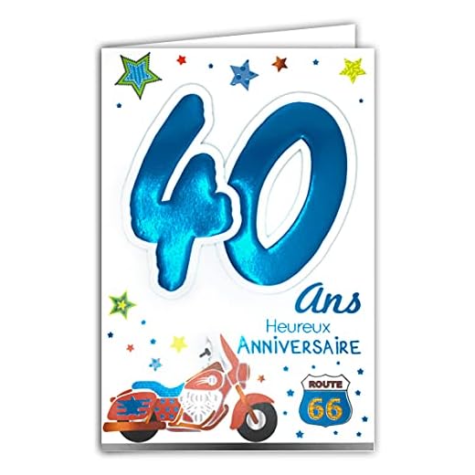 Age MV 69 – 2031 tarjeta cumpleaños 40 años hombre diseño Moto Route 66 USA United States of America Estados Unidos América Etoiles Stars