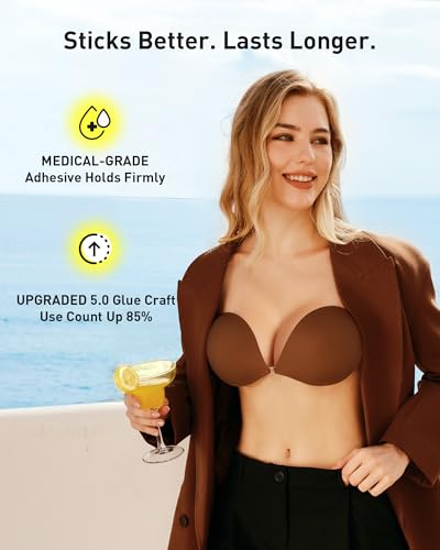 Image of Niidor Adhesive Bra Strapless Ultra Sticky Invisible Push up Silicone Bra Multiple Colors Sizes Reusable for Backless Dress