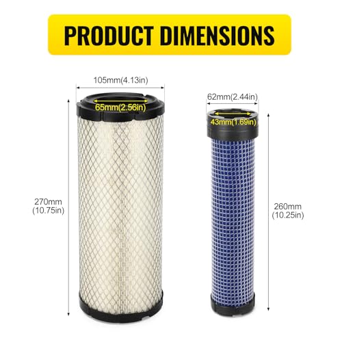 P821575 & P822858 Outer Air Filter & Inner Filter 11013-7044 & 11013-7045 Compatible with Donaldson FPG05 Air Cleaners Replaces #6672467, 6672468, PM252Z, PM260Z - Thumbnail 6