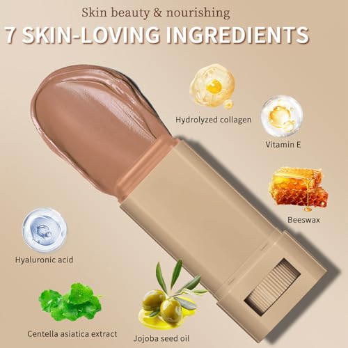 XTJXTJ 6 Colors Foundation Stick Beauty Balm Serum Boosted Skin Tint, Long-Lasting Coverage, Tinted Moisturizer For Face, Portabl Moisturizing Essence Contour Stick Foundation Beauty Balm (#05)