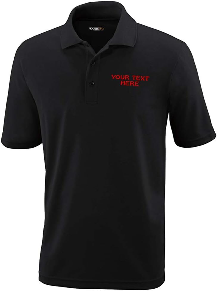 Performance Golf Tees Custom Personalized Text Polyester Short Sleeves Polo Shirts for Men Black X Large