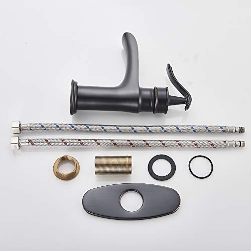 Waterfall Bathroom Faucet Oil Rubbed Bronze Single Handle Lavatory Mixer Tap Single Hole Vessel Sink Faucet Farmhouse Vanity Sink Faucet With Deck Mount #TOP6