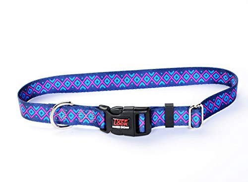 Nylon Dog Collar, Rust-Free Quick Release Adjustable D Ring, Made in USA, Plastic Buckle (Inca Blue, Medium)