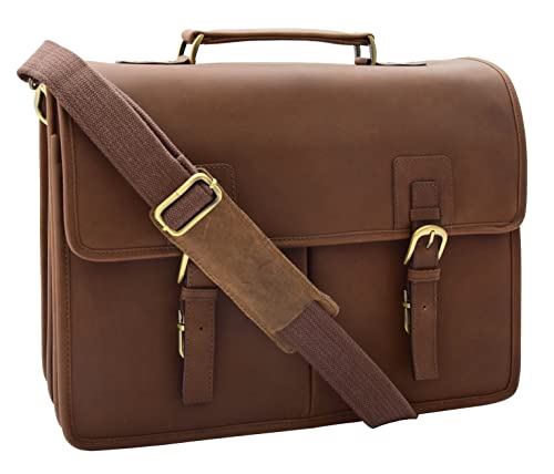 Mallette en cuir extensible HLG200 marron avec compartiment ordi portable Medium