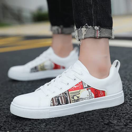 BORAMAX Men's White Casual High Top Fashion Canvas Sneakers2