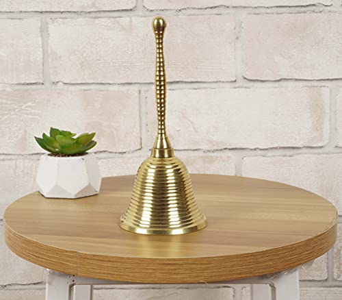 Image of Craftvatika Brass Pooja Bell Ghanti for Mandir - Handbell for Puja Room, Home and Temple Prayer Bell Ghanti for Decoration (3.9 X 1.9 Inch)