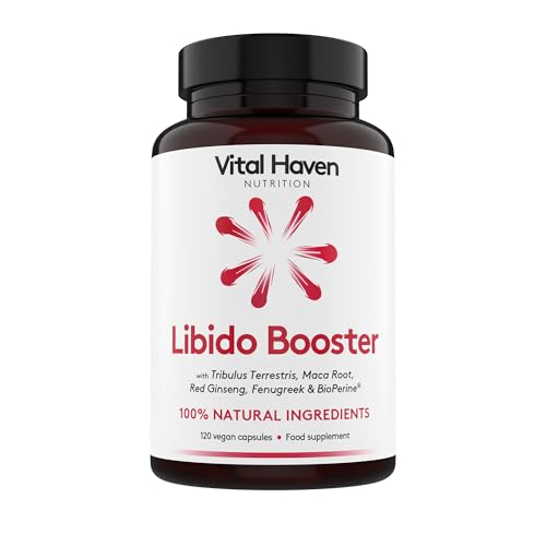 Vital Haven 4-in-1 Libido Booster - Maca Root + Tribulus Terrestris + Red Ginseng + Fenugreek - UK Made