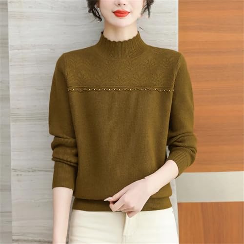 Women's Half High Neck Pullover Sweater Pulls Long Sleeve Clothing Base Knitted Tops - Image 5
