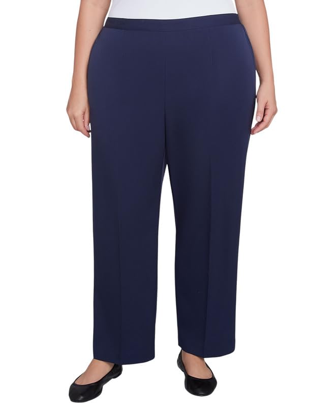 Alfred Dunner Womens Plus Size Block Island Modern Stretch Twill Pants Navy 18W