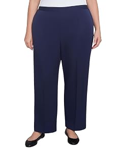 Alfred Dunner Womens Plus Size Block Island Modern Stretch Twill Pants Navy 18W
