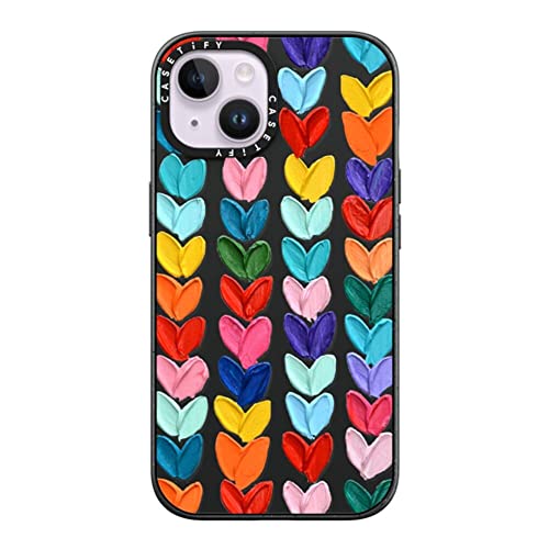 Coque iPhone 14 antichoc CASETiFY compatible MagSafe motif cœurs noir mat