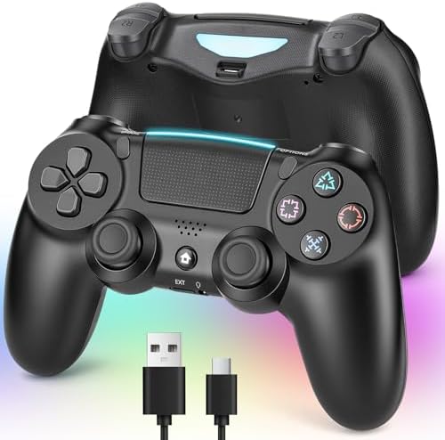 （02:00時点） ps4コントローラー【2026年革新版・アップデート】ps4 コントローラー pc Turbo連射機能 6軸ジャイロセンサー 二重振動 高精密ボタン Bluetoooth5.4 無線/有線安定接続 1000mAh 急速充電 16時間連続使用 人体工学設計 持ちやすい タッチパッド イヤホンジャック付き ワイヤレスコントローラー P3/P4/P4 Pro/Slim/PC対応 正規品 BLACK