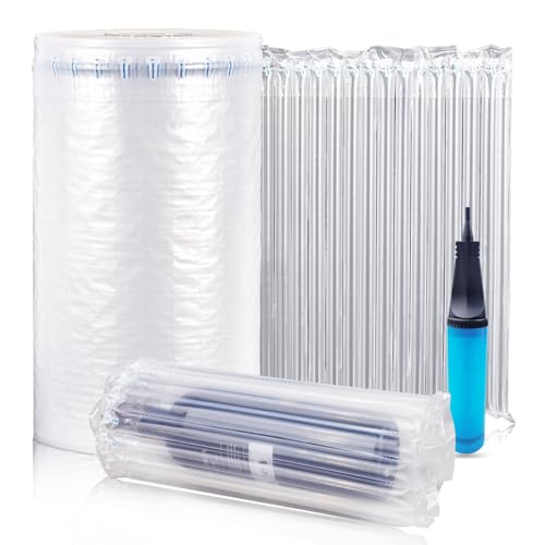 Inflatable Bubble Wrap Roll,19.7 inch x165 Feet, Inflatable Air Pillow Column Wrap for Packaging Moving Shipping Delivering,Inflatable Air Column Bubble Bag Wine Bottle Protector with Free Pump by Conilly - Used condition - US$33.01