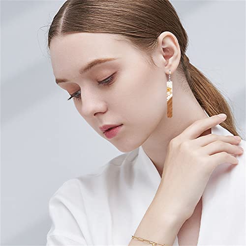 ONLYJUMP Natural Wood Resin Bar Dangle Earrings for Women Boho Earrings Statement Earrings Geometric Bar Wooden Earrings3