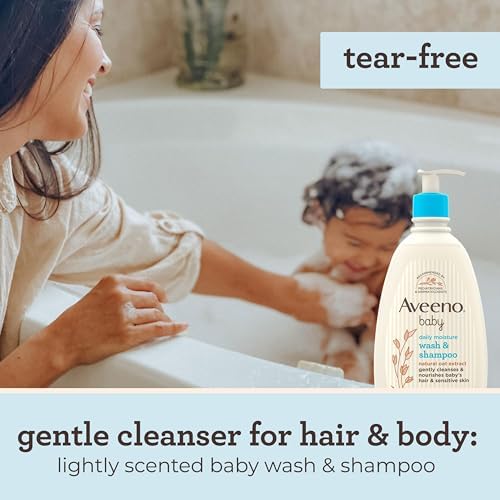 Aveeno Baby Wash and Shampoo - Gentle 2-in-1 Body Wash with Natural Oat Extract for Sensitive Skin - Tear-Free, Hypoallergenic Cleanser, Free from Parabens, Sulfates & Dyes - 975ml - 3