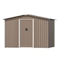 ASJMR 8FT x 6FT Outdoor Storage Shed, Waterproof Lockable Door Metal Tool Shed with Sliding Door and Ventilation, Gardening Tool Storage Room, Metal Storage Shed for Gardens and Lawns