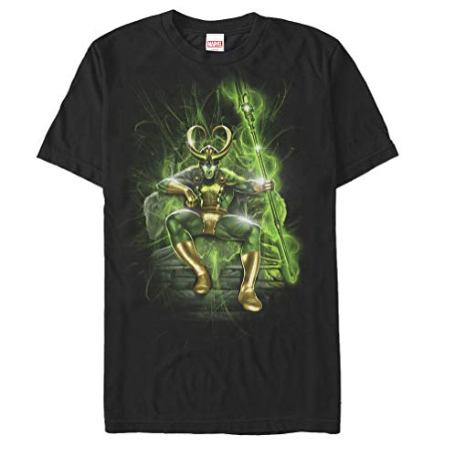 T-shirt Loki Throne of Mischief Marvel vêtement geek noir col rond