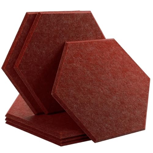 Panneaux muraux insonorisants 6 pièces isolation phonique et acoustique hexagonale bordeaux