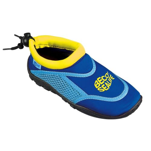 Beco-Sealife Wasserschuhe Kinder – Neopren Badeschuhe Kinder mit Netzeinsatz & Gummisohle für Jungen & Mädchen, Surfschuhe Kinder ideal für Wassersportaktivitäten – in Blau, Größe: 32/33