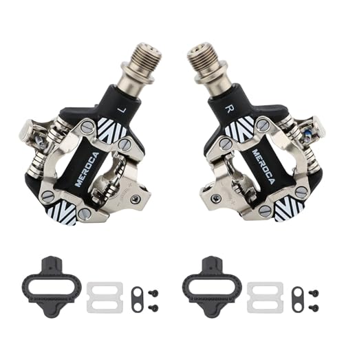 Meteorolite Mountainbike SPD Pedale, Schwarz/Rot/Dazzle Aluminiumlegierung versiegelte Clipless-Pedale, kompatibel mit Shimano SPD Typ Cleats Easy Clip in oder Out, Dual Platform MTB Pedale