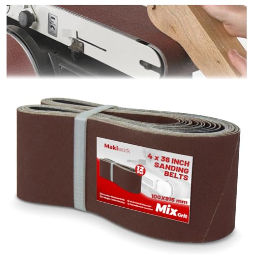 Image of 12 Pack 4x36 Inch Sanding Belts, Assorted 80-400 Grit Aluminum Oxide Abrasive Belts for Belt Sander, Woodworking, Metal Polishing & Surface Preparation
