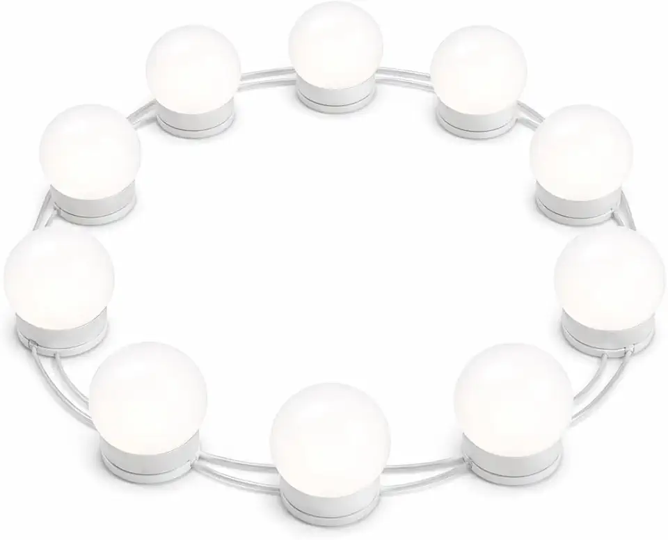 Luzes LED para Penteadeira com 10 Lâmpadas Dimerizáveis, 3 Temperaturas de Cor, Brilho Ajustável de 10%–100%, Alimentação USB – Iluminação Profissional para Maquiagem e Vestiário | Storeasy