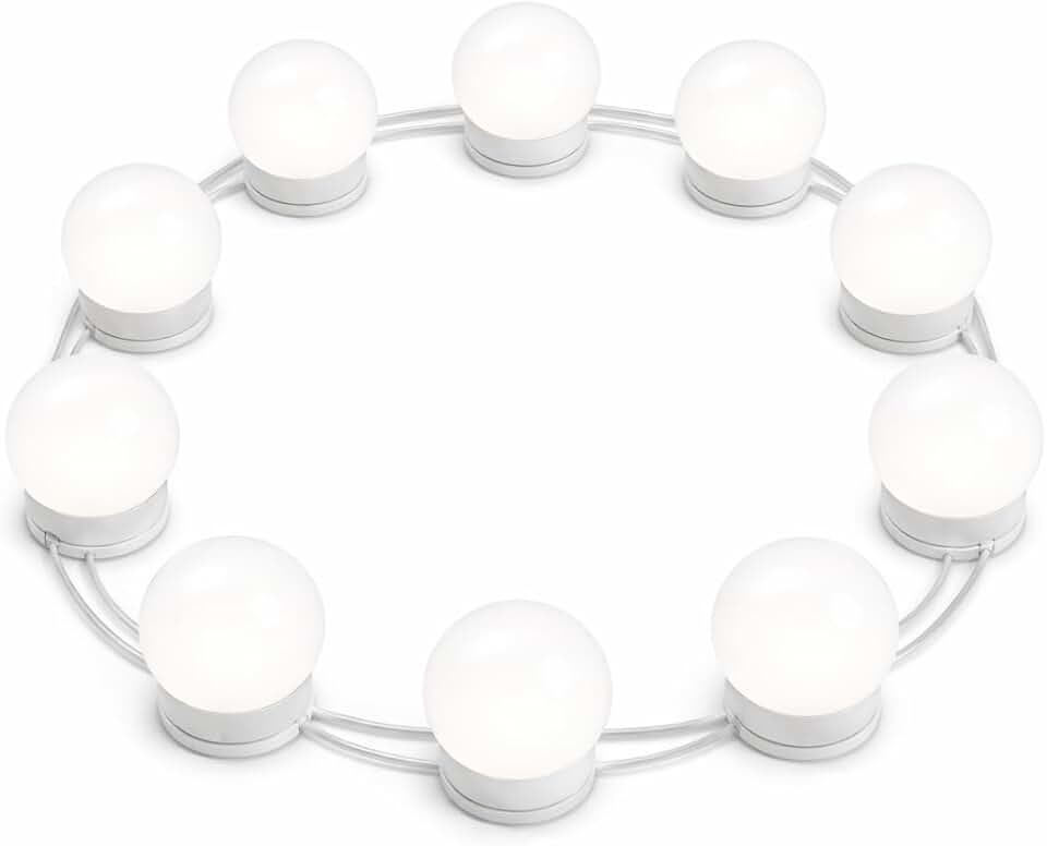 Luzes LED para Penteadeira com 10 Lâmpadas Dimerizáveis, 3 Temperaturas de Cor, Brilho Ajustável de 10%–100%, Alimentação USB – Iluminação Profissional para Maquiagem e Vestiário | Storeasy