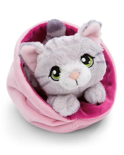 NICI LITTLE PAWS peluche gato 12cm gris atigrado en cesta rosa - Peluche mullido, peluche para abrazar, jugar y amar - 61331 NICI LITTLE PAWS peluche gato 12cm gris atigrado en cesta rosa - Peluche mullido, peluche para abrazar, jugar y amar - 61331
