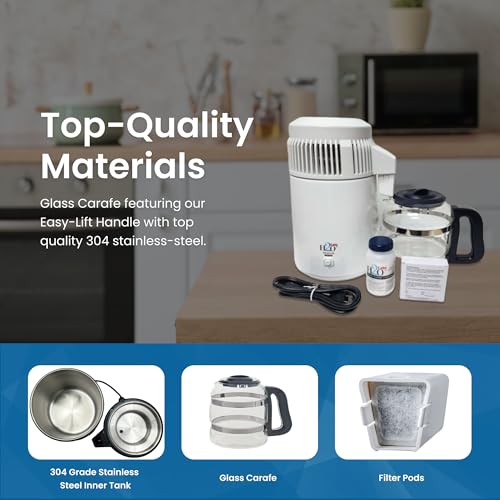 H2o Labs Best-in-Class Model 300 White Baked-enameled Metal Body 1-Gallon Countertop Home Water Distiller with Ergonomic Easy-Lift Glass Carafe, Porcelain Nozzle Insert and Most Effective VOC Removal thumbnail 2