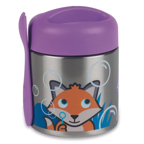 TUM TUM Kids Food Flask with Magnetic Spork & Easy Open Lid, Insulated Food Jar, 300ml, Fergus Fox